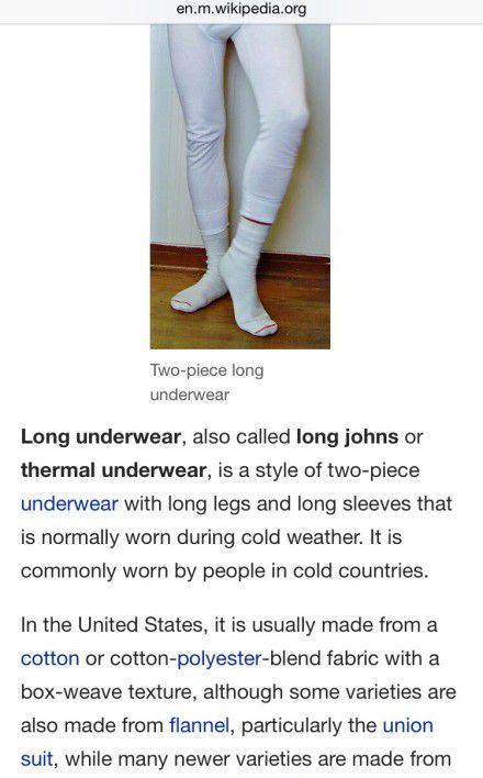 秋裤在英文里面翻成long johns