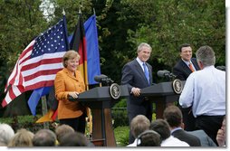 President Bush Meets with EU Leaders, Chancellor Merkel of t
