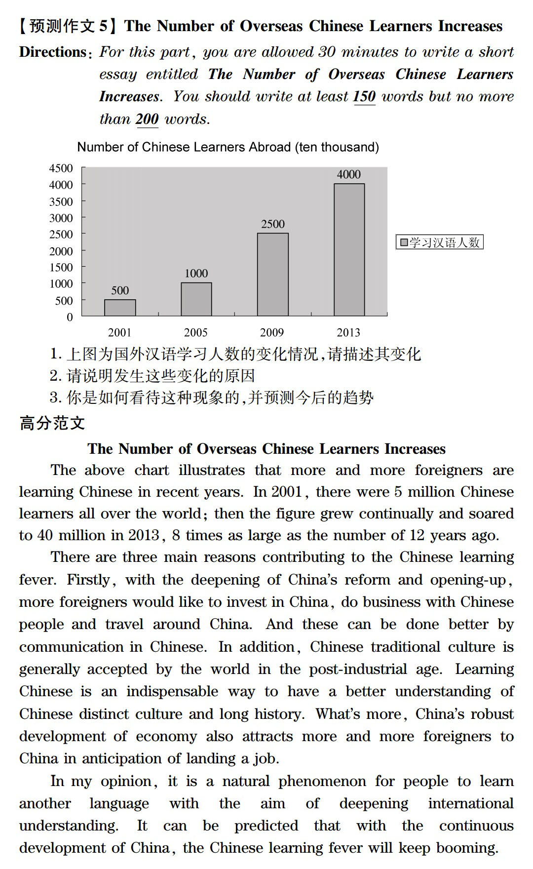 2016年12月英语六级作文预测(五)：汉语热现象